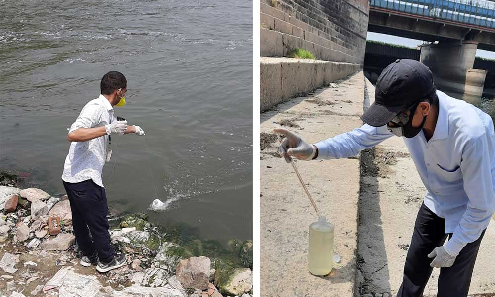 Sample collection of yamuna water
