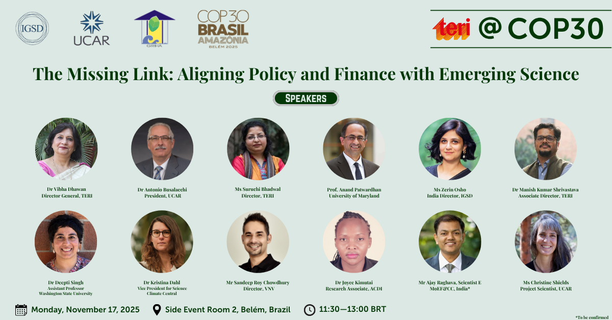 The Missing Link: Aligning Policy and Finance with Emerging Science | TERI