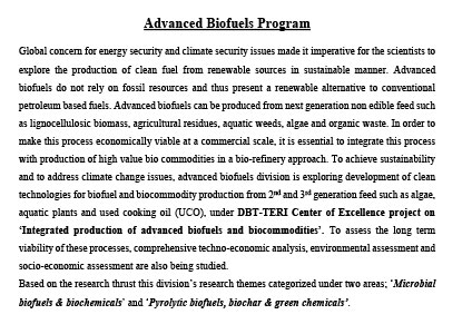 Advanced biofuels