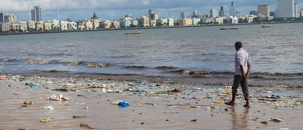 Beach plastic waste