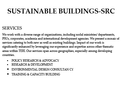 Sustainable buildings SRC